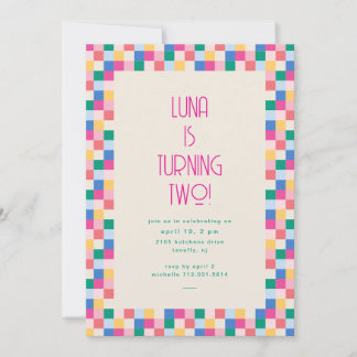 Invitación Fiesta de cumpleaños de bloques multicolores lúdic