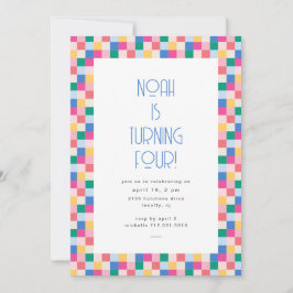 Invitación Fiesta de cumpleaños de bloques multicolores lúdic