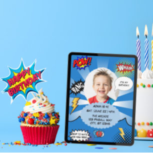 Invitación Fiesta de cumpleaños de Blue Comic
