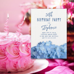 Invitación Fiesta de cumpleaños de Blue Hydrangea por invitac