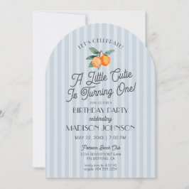 Invitación Fiesta de cumpleaños de Blue Little Cutie Citrus