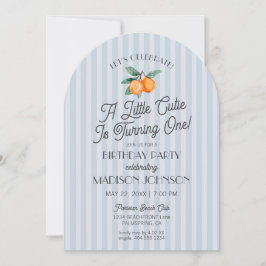 Invitación Fiesta de cumpleaños de Blue Little Cutie Citrus