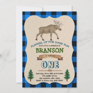 Invitación Fiesta de cumpleaños de Blue lumberjack