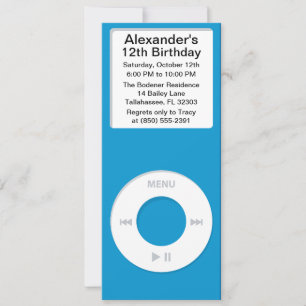 Invitación Fiesta de cumpleaños de Blue MP3 Player