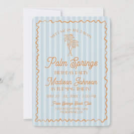Invitación Fiesta de cumpleaños de Blue Palm Springs Pastel B