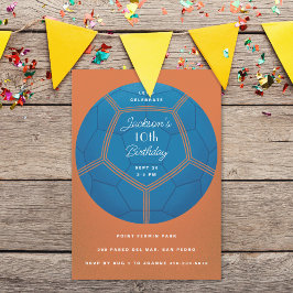 Invitación Fiesta de cumpleaños de Blue Soccer Ball