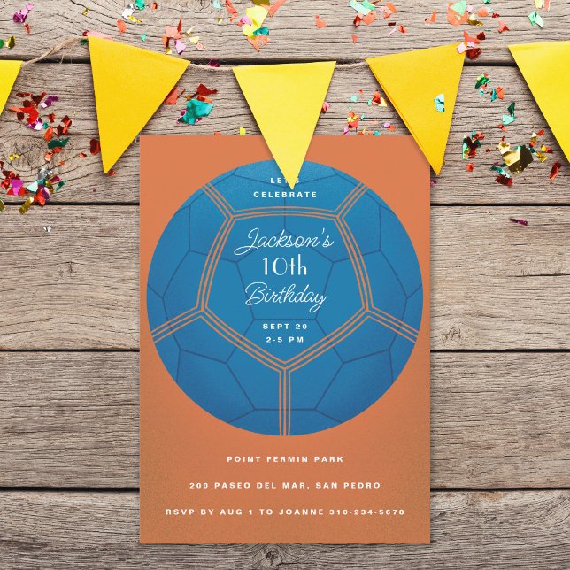 Invitación Fiesta de cumpleaños de Blue Soccer Ball (Subido por el creador)