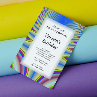 Invitación Fiesta de cumpleaños de Blue Tie Dye