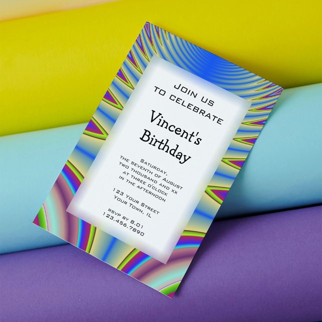 Invitación Fiesta de cumpleaños de Blue Tie Dye (Subido por el creador)