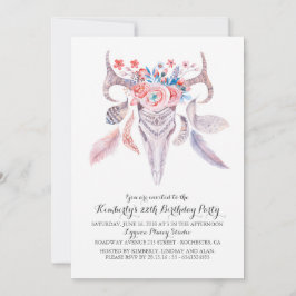Invitación Fiesta de cumpleaños de Boho Floral Watercolor Sku