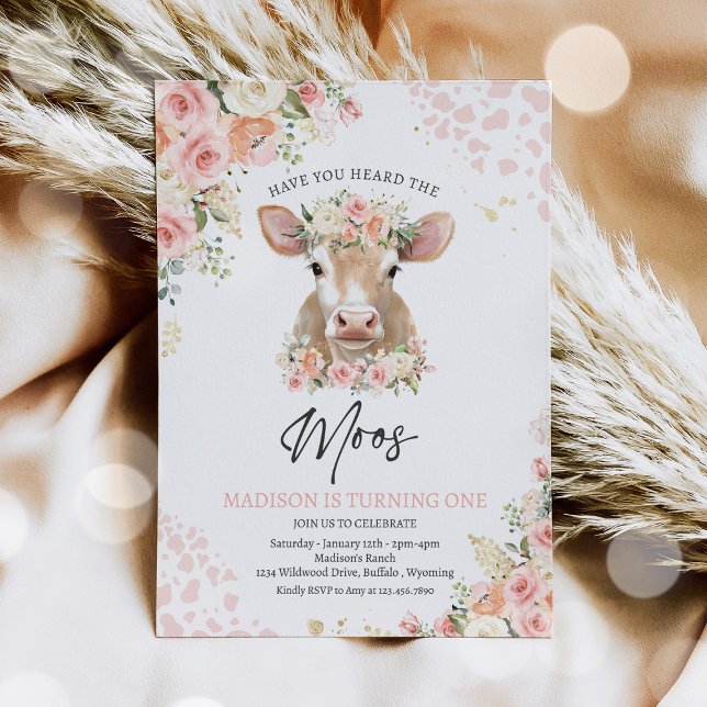 Invitación Fiesta De Cumpleaños De Boho Rosado Y Oro Florals  (Subido por el creador)