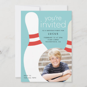 Invitación Fiesta de cumpleaños de bolos con foto de niños