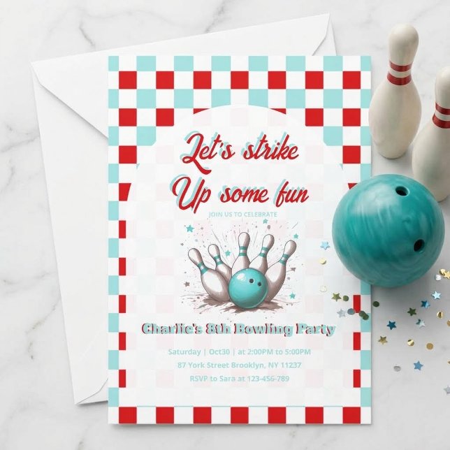 Invitación Fiesta de Cumpleaños de Bolos Infantiles con Table (Subido por el creador)
