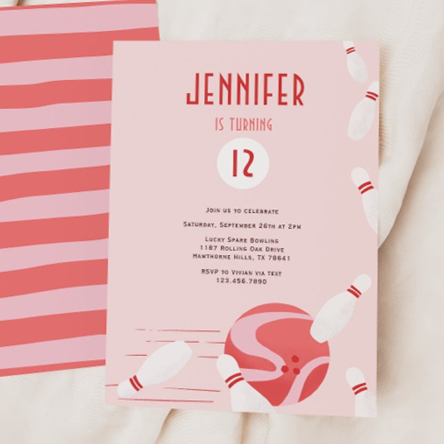Invitación Fiesta de Cumpleaños de Bolos para Niños Rosa Mode (Subido por el creador)