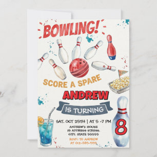 Invitación Fiesta de Cumpleaños de Bolos Personalizada para n