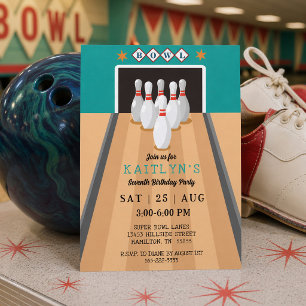 Invitación Fiesta de Cumpleaños de Bolos Retro