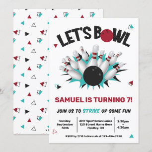 Invitación Fiesta de cumpleaños de bolos retro Verde azulados