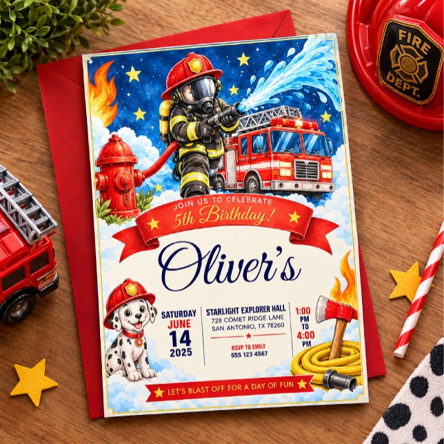 Invitación Fiesta de cumpleaños de bombero (Subido por el creador)