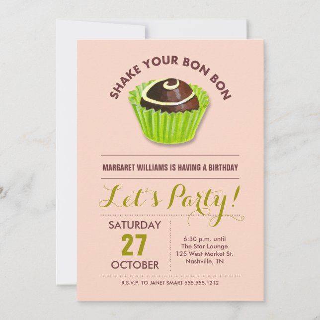Invitación Fiesta de cumpleaños de Bon Bon (Anverso)
