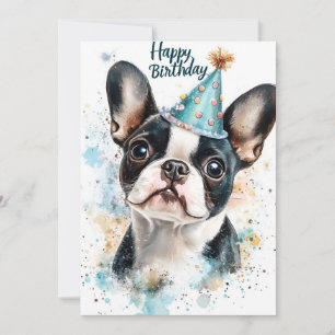 Invitación Fiesta de cumpleaños de Boston Terrier