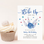 Invitación Fiesta de cumpleaños de Bowling Boy | Divertirse u<br><div class="desc">La carta de invitación a la fiesta de cumpleaños de un chico divertido incluye un ilustracion acuarela de una bola de boliche golpeando algunos pines con estrellas azules y rojas volando. El texto dice "¡Hagamos que se diviertan!"</div>