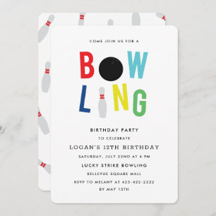 Invitación Fiesta de cumpleaños de Bowling Fun Kid Invitation