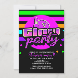 Invitación Fiesta de Cumpleaños de Bowling Neon Bash