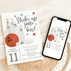 Invitación Fiesta de Cumpleaños de Bowling para Niños Moderno