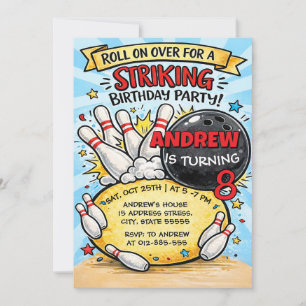 Invitación Fiesta de Cumpleaños de Bowling Personalizada para