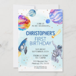 Invitación Fiesta de cumpleaños de Boy Astronaut Space