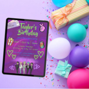 Invitación fiesta de cumpleaños de boy band de KPOP