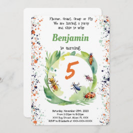 Invitación Fiesta de cumpleaños de Boy Bug editable