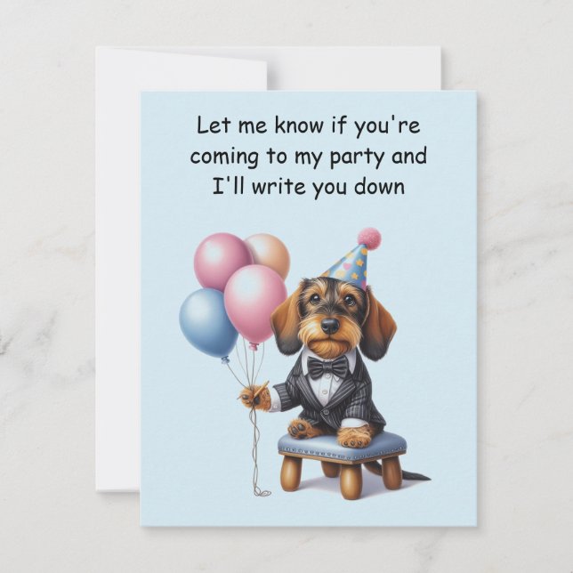 Invitación Fiesta de cumpleaños de Boy Dachshund (Anverso)