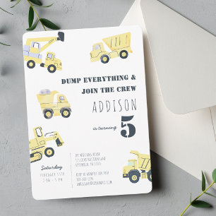 Invitación Fiesta de cumpleaños de Boy Truck
