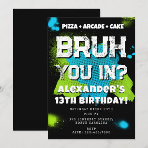 Invitación Fiesta de Cumpleaños de Bruh Boy Adolescente Joven
