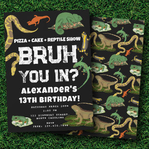 Invitación Fiesta de Cumpleaños de Bruh Boy Show de Reptiles