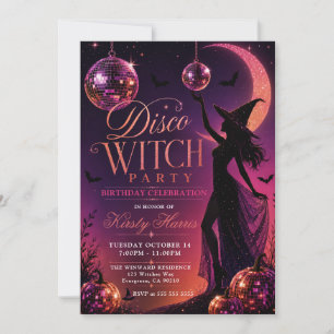 Invitación Fiesta de cumpleaños de bruja disco