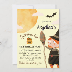 Invitación Fiesta de cumpleaños de bruja espeluznante Hallowe