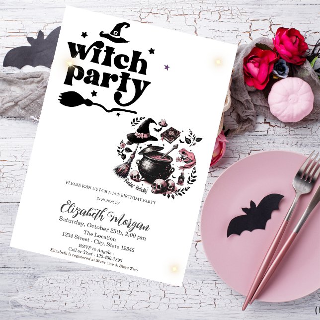 Invitación Fiesta de cumpleaños de bruja linda (Subido por el creador)