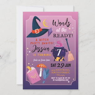 Invitación Fiesta De Cumpleaños De Brujas En Los Chicas Listo