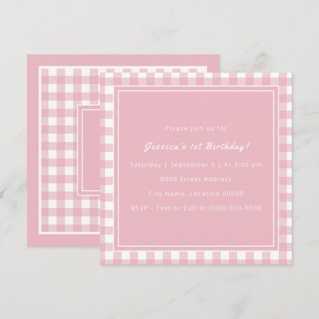Invitación Fiesta de cumpleaños de búfalo rosado Monograma (Anverso / Reverso)