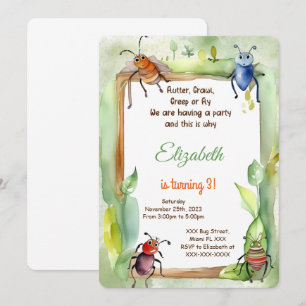 Invitación Fiesta de cumpleaños de Bug editable