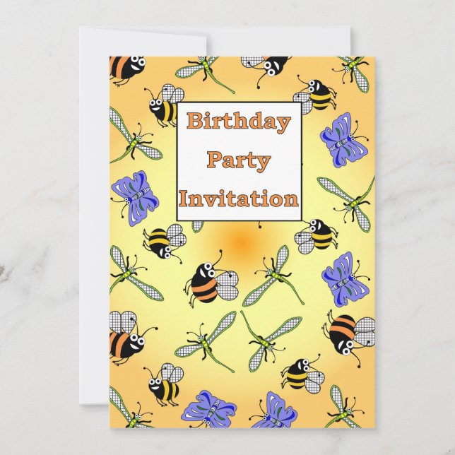 Invitación fiesta de cumpleaños de bugs (Anverso)