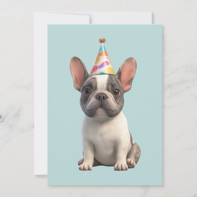 Invitación Fiesta de cumpleaños de Bulldog Francés (Anverso)