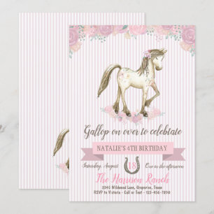Invitación Fiesta de cumpleaños de caballo lindo