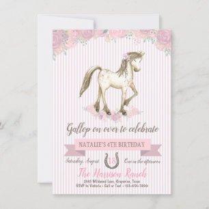 Invitación Fiesta de cumpleaños de caballo para niñas