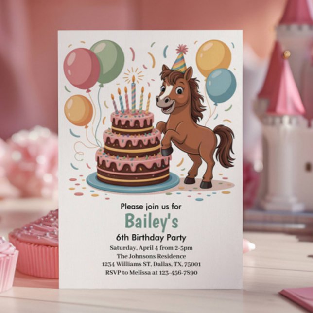 Invitación Fiesta de Cumpleaños de Caballo para Niñas 6 años (Subido por el creador)