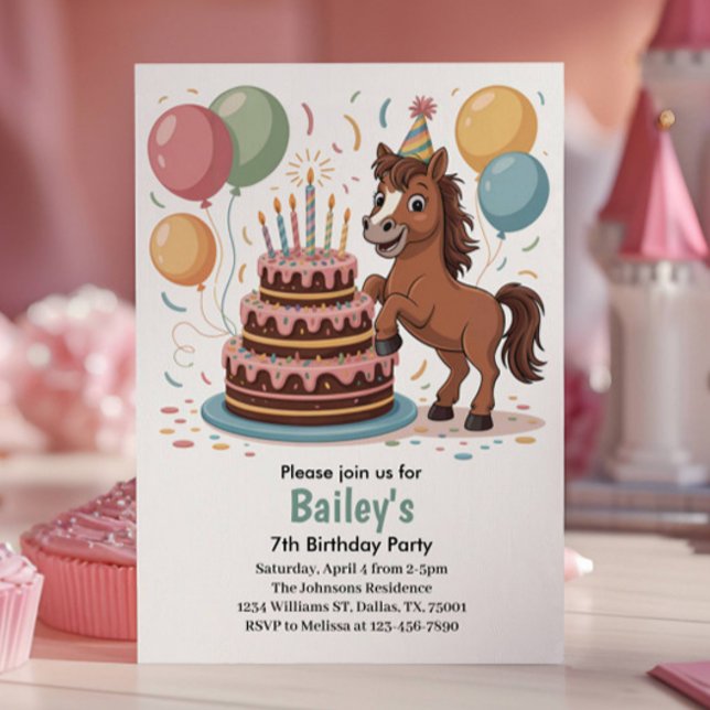 Invitación Fiesta de Cumpleaños de Caballo para Niñas 7 Años (Subido por el creador)