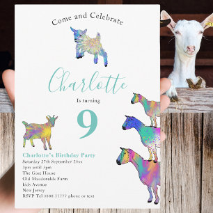 Invitación Fiesta de Cumpleaños de Cabra para Amantes de los