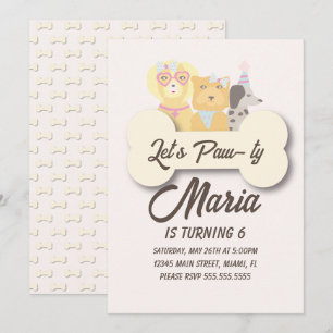 Invitación Fiesta de cumpleaños de cachorro con temática de p